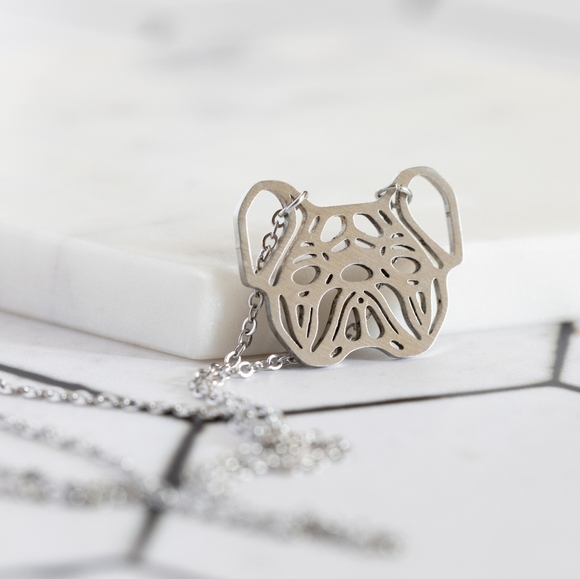 Geometric Bulldog Necklace - Only 1 left! - Picture 4 of 7